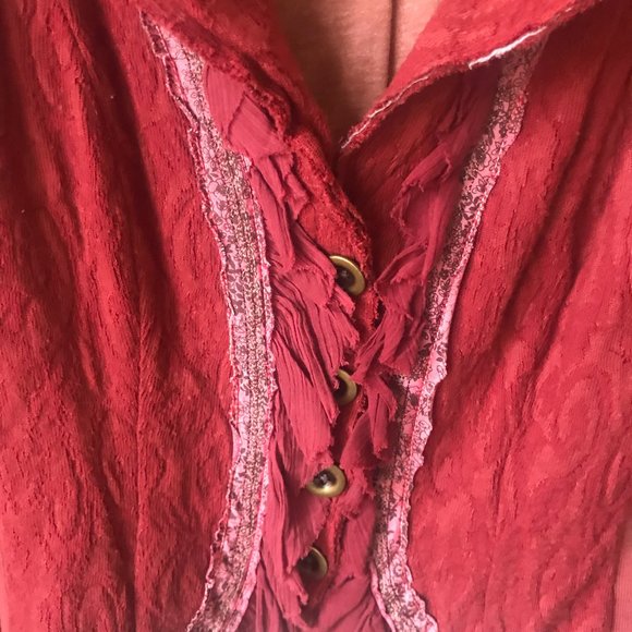 FREE PEOPLE LOVE LETTERS DAMASK RUFFLE TRIM JACKET - Picture 2 of 4